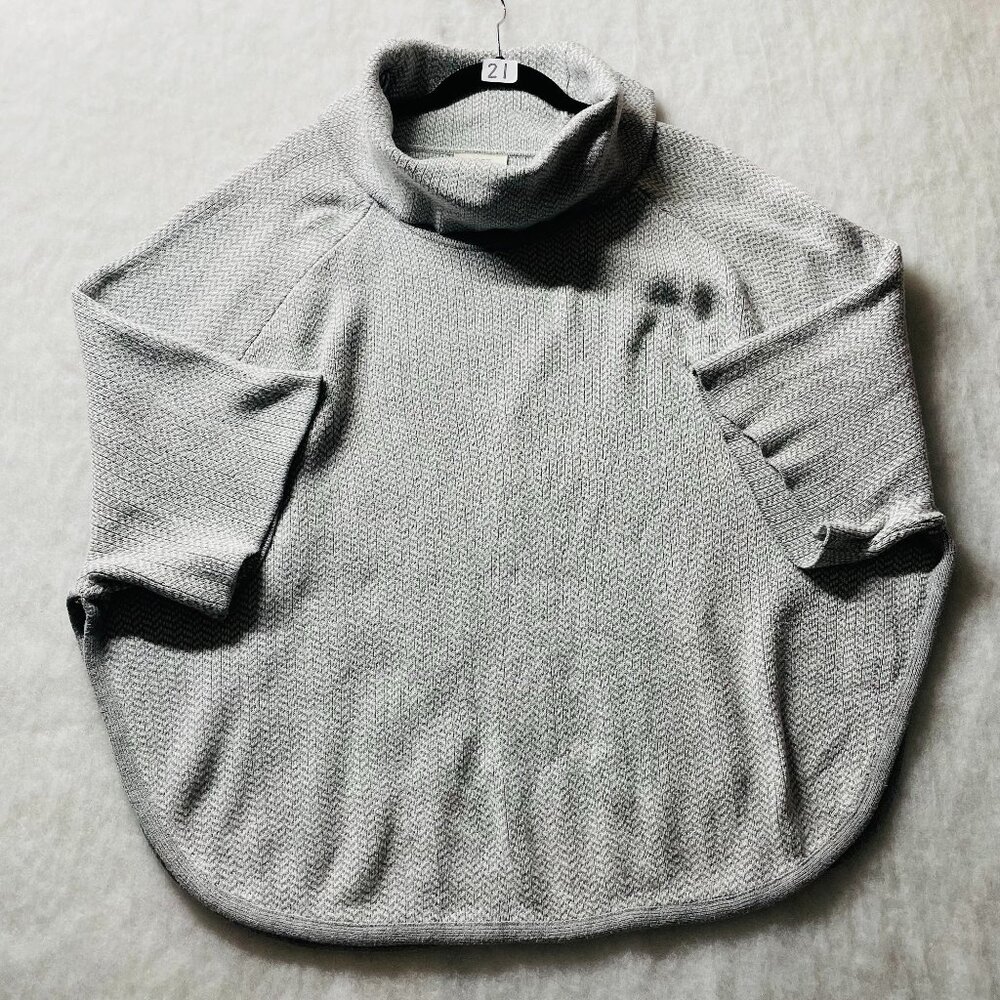 Loft Outlet Womens Gray Cowl Neck Preppy Modest Pullover Poncho Sweater Size M/L